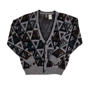 Expressions Street Wise Geometric Button Front Cardigan