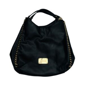 BEBE Colette Triple Entry Pewter Gray Hobo Shoulder Bag Gold Chain