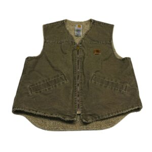 Carhartt Men's Vintage Brown V13 DES V-Neck Full Zip Cotton Vest – Size Medium