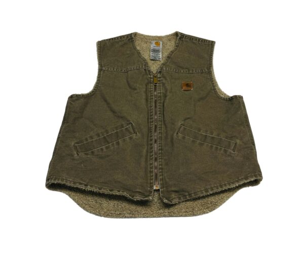 Carhartt Men's Vintage Brown V13 DES V-Neck Full Zip Cotton Vest – Size Medium