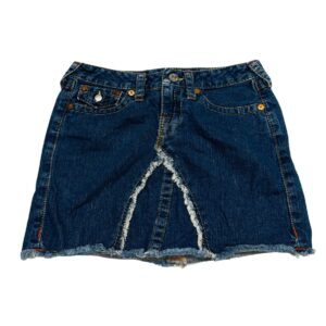 Stunning Vintage True Religion Lola Cut-Off Denim Skirt – Size 30 – Y2K Style
