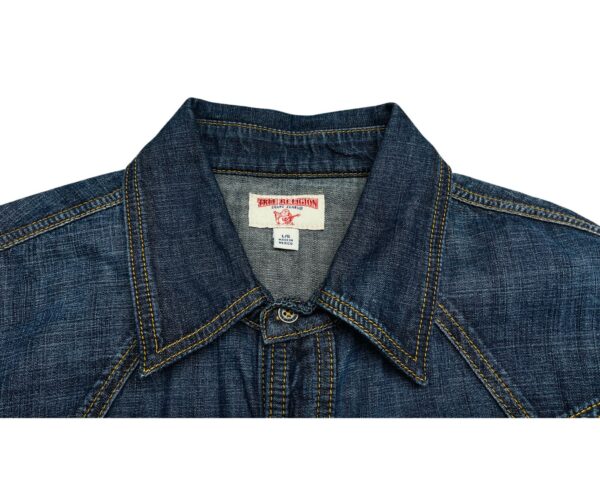 True Religion Western Released Hem Denim Shirt – Men’s Size L – Long Sleeve - Image 3