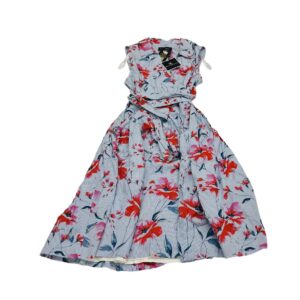Ivanka Trump Blue Floral Open Stomach Midi Tank Dress