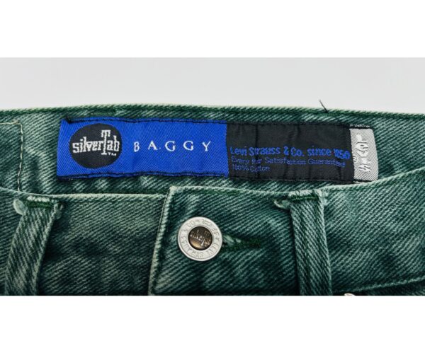 90's VTG Levi’s SilverTab Baggy Jeans – Green – 34x32 – Purple Label - Image 4