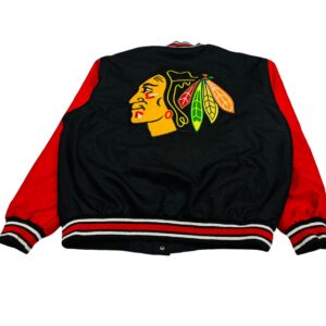 JH Design NHL Chicago Blackhawks Varsity Jacket – Wool Blend – Size XL – Official Licensed