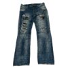 PRPS Demon Straight Leg Jeans – Blue Plaid Grid – Distressed – Button Fly – Size 34