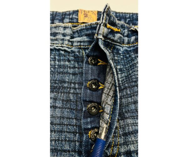PRPS Demon Straight Leg Jeans – Blue Plaid Grid – Distressed – Button Fly – Size 34 - Image 4