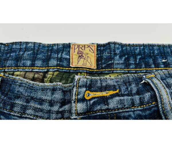 PRPS Demon Straight Leg Jeans – Blue Plaid Grid – Distressed – Button Fly – Size 34 - Image 5
