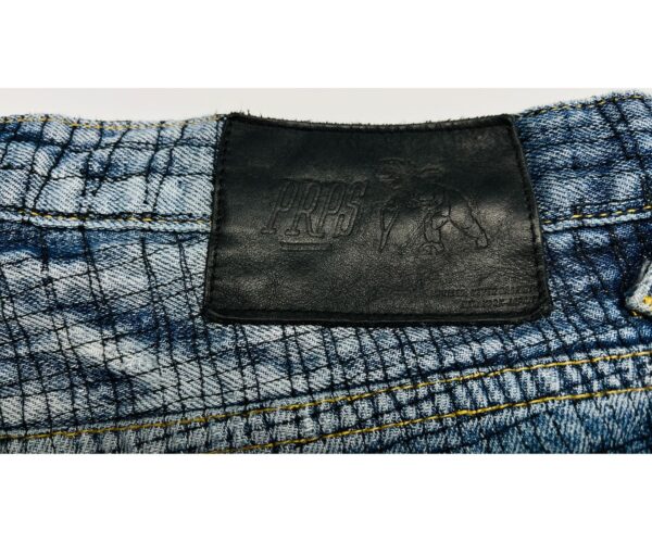 PRPS Demon Straight Leg Jeans – Blue Plaid Grid – Distressed – Button Fly – Size 34 - Image 6