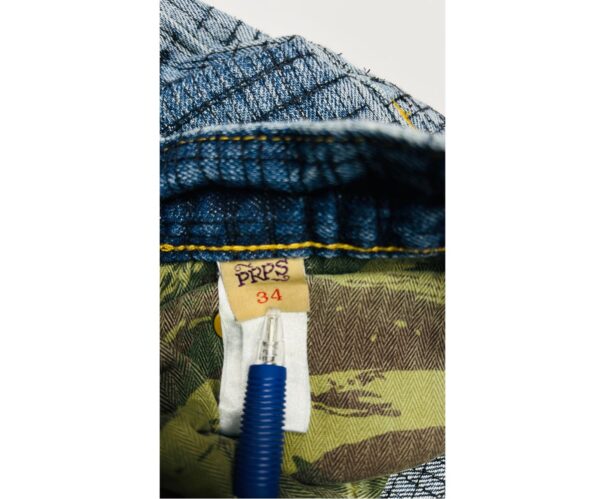 PRPS Demon Straight Leg Jeans – Blue Plaid Grid – Distressed – Button Fly – Size 34 - Image 7