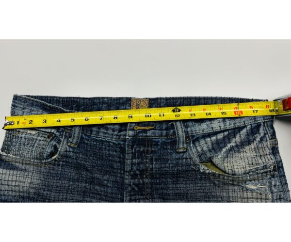 PRPS Demon Straight Leg Jeans – Blue Plaid Grid – Distressed – Button Fly – Size 34 - Image 9
