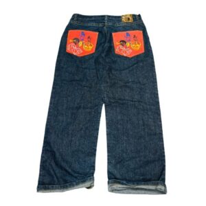 VTG Johnny Blaze Baggy Jeans – Wu Wear Style – Shiny Denim – Y2K Hip Hop – S 38