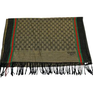 GUCCI GG Pattern Scarf – Wool Silk Blend – 25