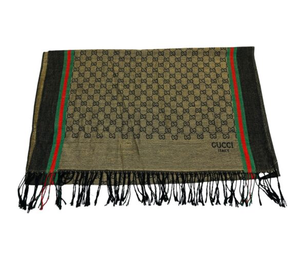 GUCCI GG Pattern Scarf – Wool Silk Blend – 25" x 66"