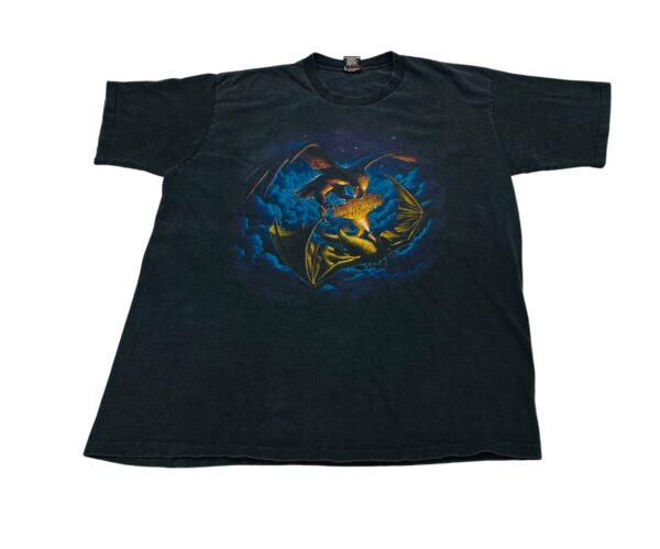 90s Harley Davidson T-Shirt XL Black Faded Thrashed Eagle vs Dragon