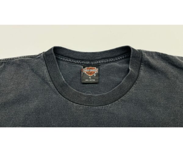 90s Harley Davidson T-Shirt XL Black Faded Thrashed Eagle vs Dragon - Image 3