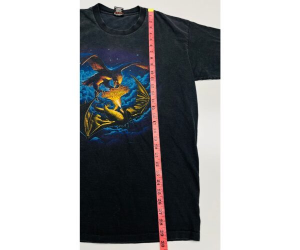 90s Harley Davidson T-Shirt XL Black Faded Thrashed Eagle vs Dragon - Image 5