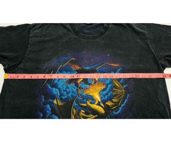 90s Harley Davidson T-Shirt XL Black Faded Thrashed Eagle vs Dragon - Image 6