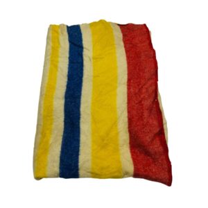 Virgin Wool Blanket Red,Yellow,Blue Stripes