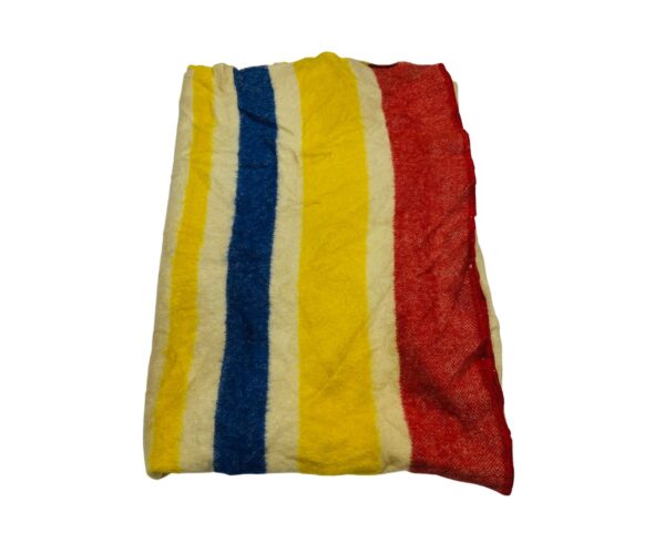 Virgin Wool Blanket Red,Yellow,Blue Stripes