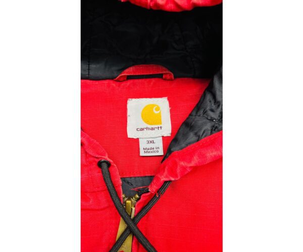 90s Carhartt Heavy Duty Red Zip Up Hooded Jacket - 3XL - Y2K - Image 3