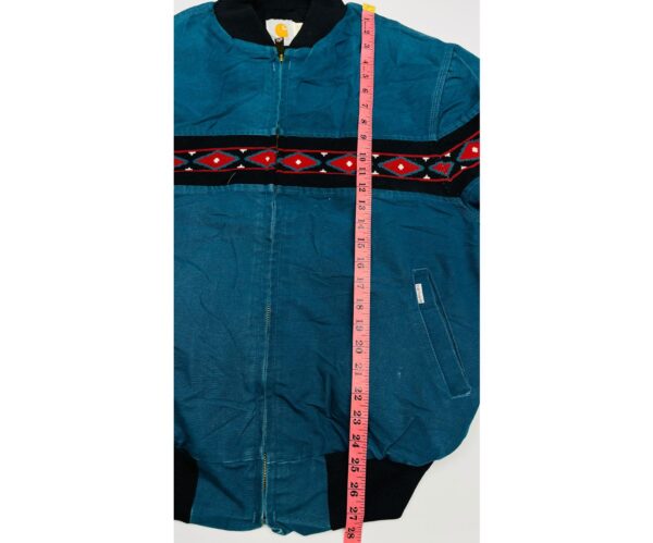 RARE Vintage 90's Carhartt Teal Aztec Southwest Print Jacket - Size XL - Image 7