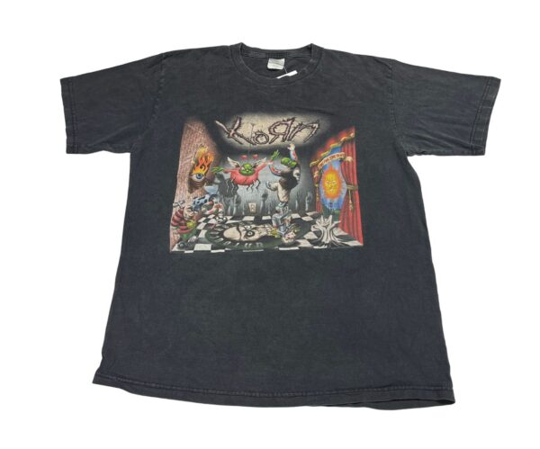 2002 RARE Korn Untouchables Black Band Shirt Nu Metal Y2K Size L
