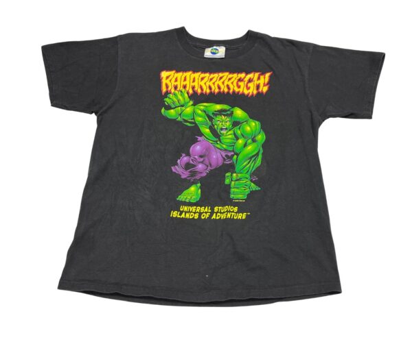 1998 Hulk Universal Studios Black T-Shirt Size M Official Theme Park Tee