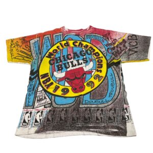 1992 Chicago Bulls ALL OVER PRINT T Shirt AOP Magic Johnson Size L
