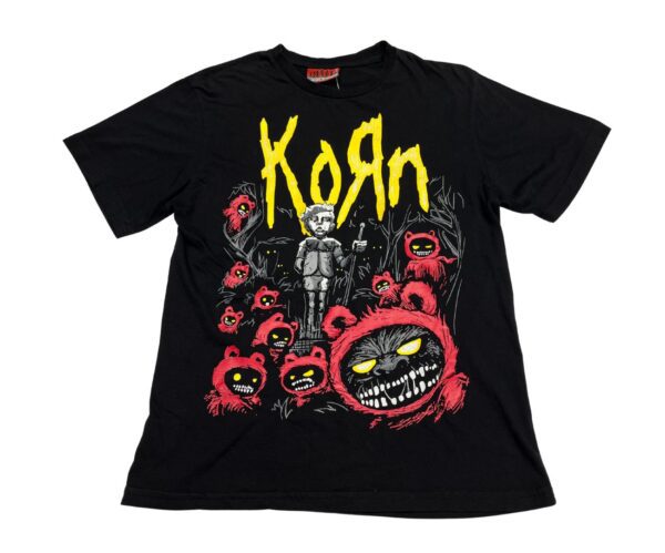 2000's Korn Nu Metal Band T-Shirt Size M Black Rare Rock Tee