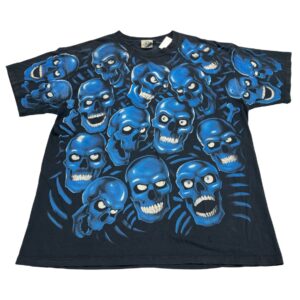 00's Liquid Blue Skull Pile Blue Size XL T Shirt Vintage Rare