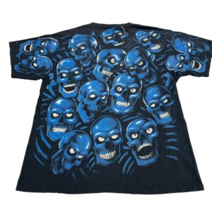 00's Liquid Blue Skull Pile Blue Size XL T Shirt Vintage Rare