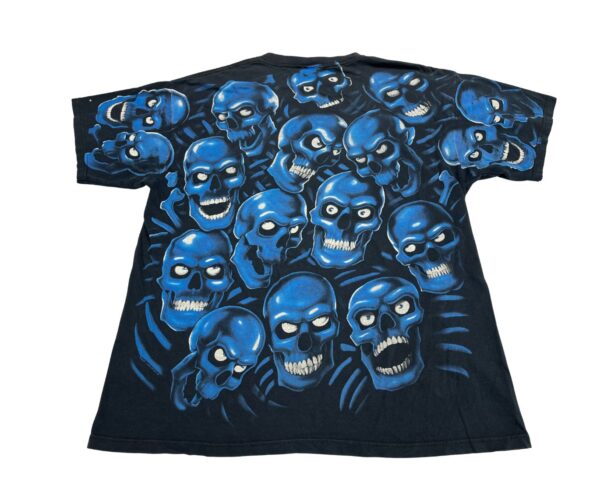 00's Liquid Blue Skull Pile Blue Size XL T Shirt Vintage Rare - Image 2