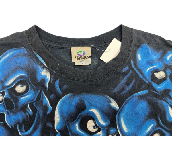 00's Liquid Blue Skull Pile Blue Size XL T Shirt Vintage Rare - Image 3