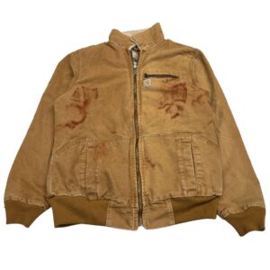 Carhartt Wildwood Jacket Sherpa Lined Size L Tan Canvas Distressed