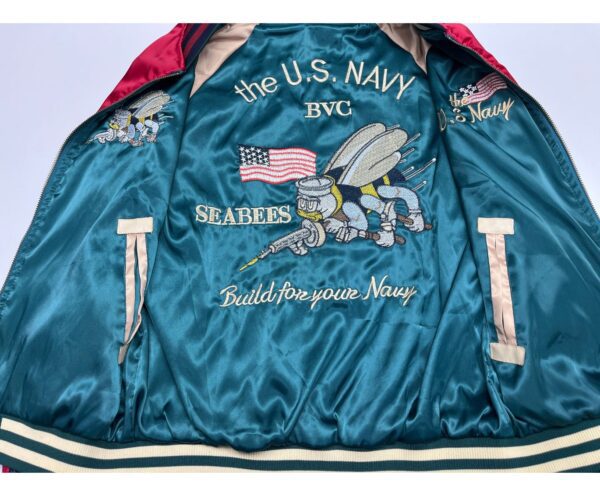 Reversible US Navy Japan Y2K Retro Satin Sukajan Bomber Jacket - Image 3