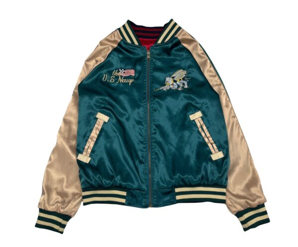 Reversible US Navy Japan Y2K Retro Satin Sukajan Bomber Jacket - Image 4
