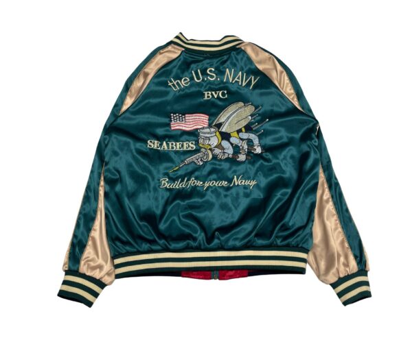 Reversible US Navy Japan Y2K Retro Satin Sukajan Bomber Jacket - Image 5