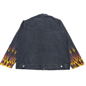 Rare Vintage Lucky 13 Y2K Era Black Flame Print Zip Up Jacket - size XL
