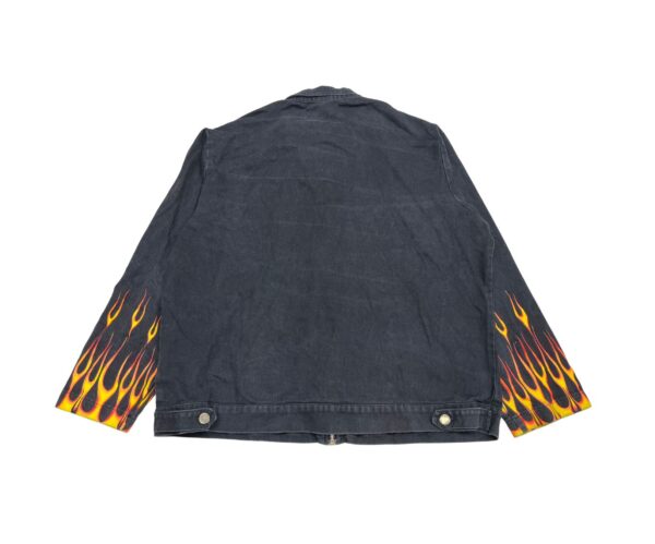 Rare Vintage Lucky 13 Y2K Era Black Flame Print Zip Up Jacket - size XL - Image 2