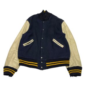 Vintage Nelson's Letterman Varsity Jacket Navy Blue Yellow Cream Size XL