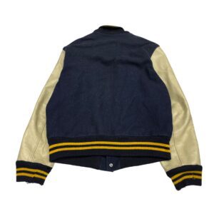 Vintage Nelson's Letterman Varsity Jacket Navy Blue Yellow Cream Size XL
