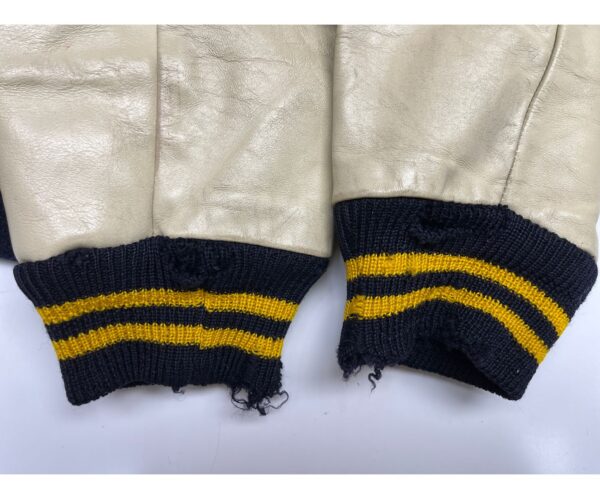 Vintage Nelson's Letterman Varsity Jacket Navy Blue Yellow Cream Size XL - Image 5