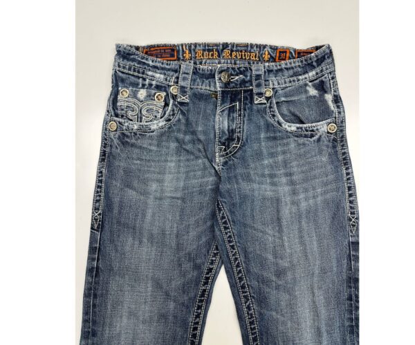 Rock Revival Jeans Size 32 Straight Distressed Blue - Image 3