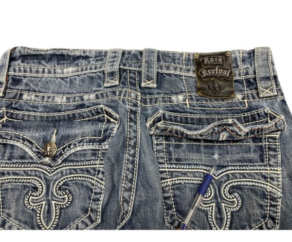 Rock Revival Jeans Size 32 Straight Distressed Blue - Image 4