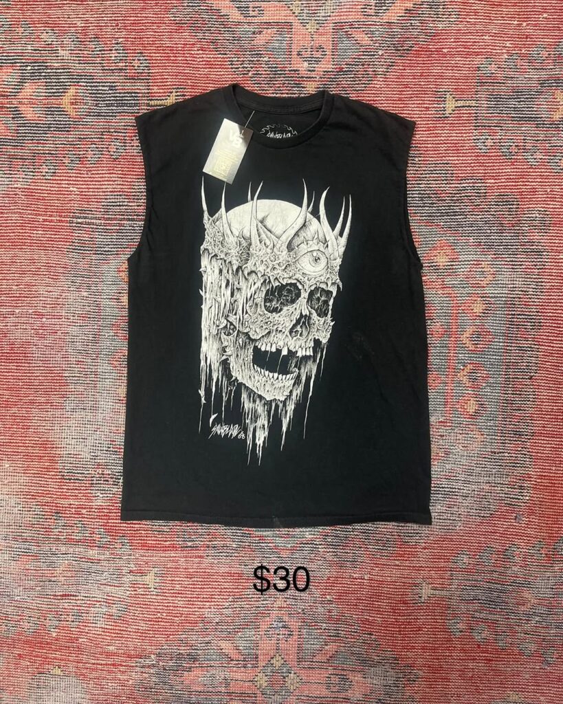 Black Skull Crown Graphic Muscle Tee $30