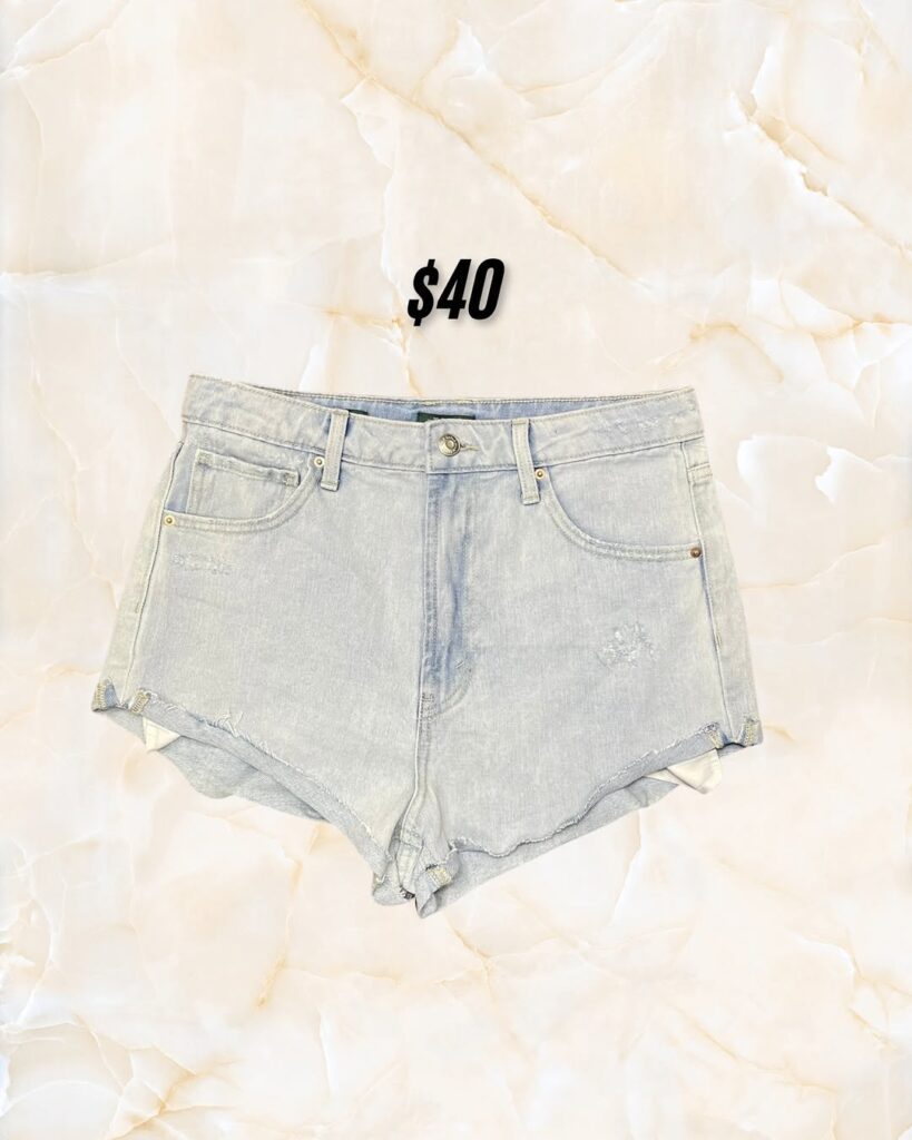 Distressed Denim Mini Shorts – $40