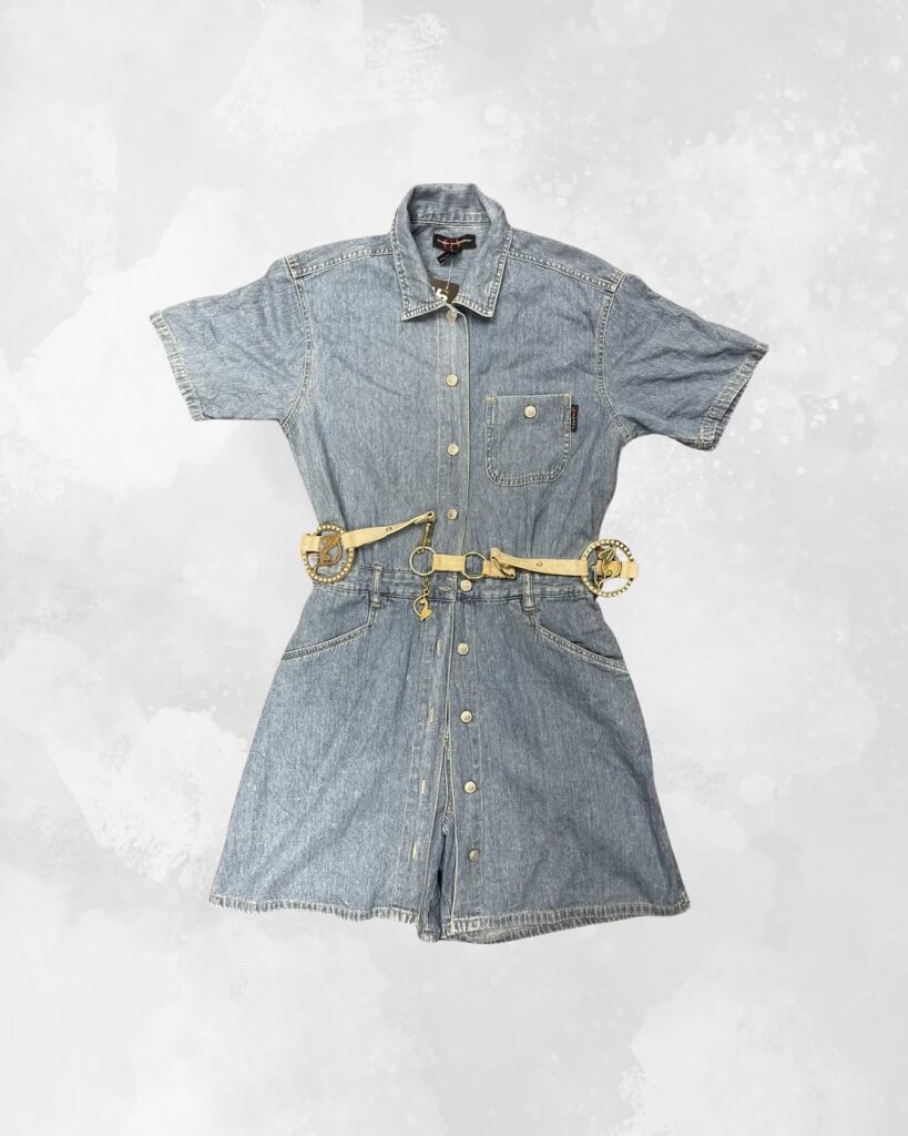 Vintage blue denim jumper with belt