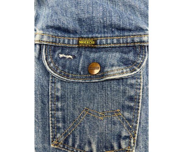 70s Vintage Maverick Blue Bell Denim Jean Button Trucker Jacket Size 44 Rare - Image 4