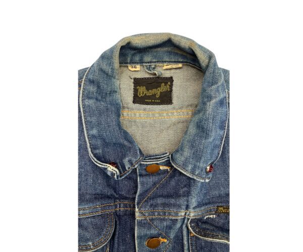 Wrangler Denim Jacket 70s Trucker Indigo Made in USA Sanforized Size 38 - Image 3